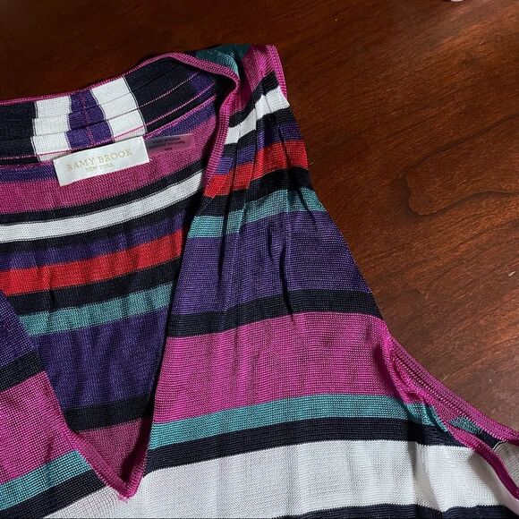 Ramy Brook Striped Sleeveless V-Neck Top Women’s Size M Multicolor Knit - Picture 4 of 6
